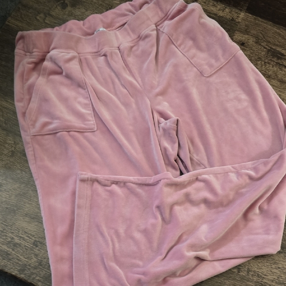 JUICY COUTURE Blush Pink Velour Velvet Lounge PJ Pants Sz L - Picture 2 of 7